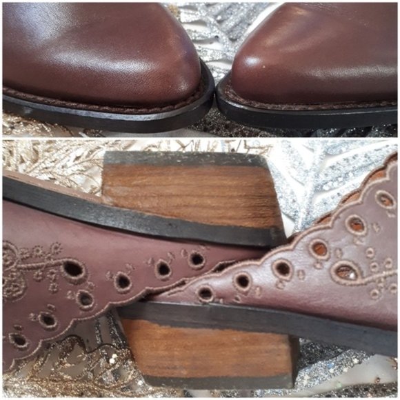 Lucky Brand Clair Leather Shoe Slip On Mule Brown - Picture 2 of 6